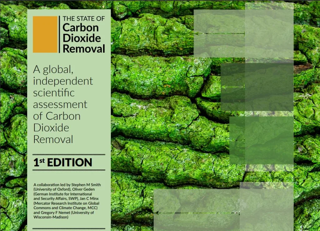 Cover of the State of Carbon Dioxide Removal Report, 1st Edition. https://www.stateofcdr.org/