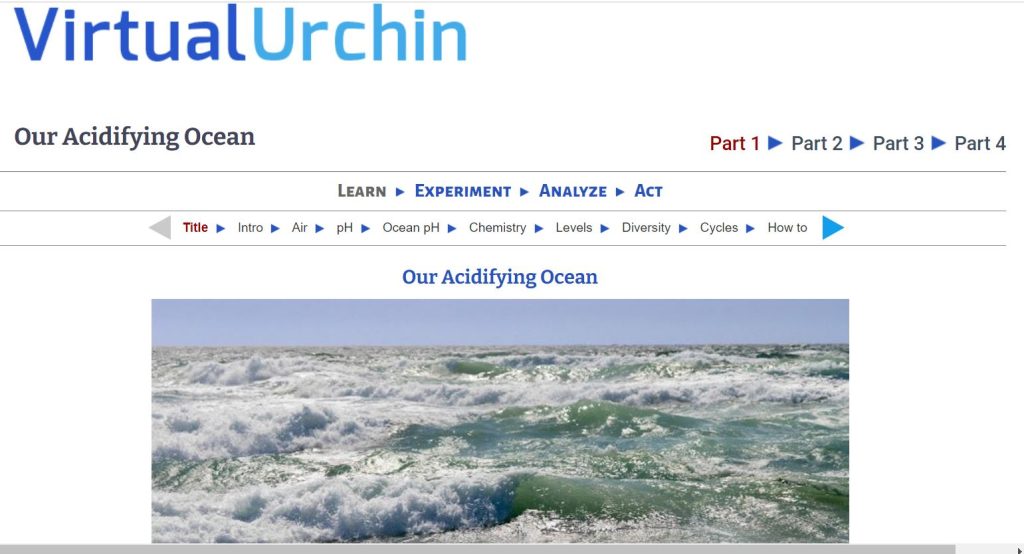 University of Washington's Virtual Urchin; Our Acidifying Ocean online modular curriculum