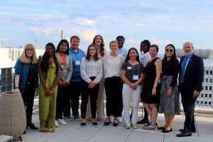 In July 2023, the inaugural cohort of the eeBLUE Young Changemakers Fellowship gathered for a kick-off summit in Washington, D.C. Through the Young Changemakers Fellowship, these students had the opportunity to create impact through leading local action projects as well as sharing their perspectives with NOAA leadership, including NOAA Administrator Dr. Rick Spinrad (right)